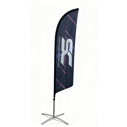 Full Color Printing Single Flag Tradeshow Exhibition Sports Outdoor Advertising Event Beach Feather Flag with Spike Base